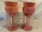 Pair of enamel decorated lamps w/ glass prisms, 14