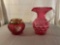 Hand Painted Fenton by D Cutshaw, Cranberry Coin Dot Pitcher