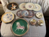 Assorted China and Picture Plates, Royal Albert Bramble, Unicorn Plate with Silverplated Trim,