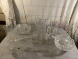 Assorted Crystal and Stemware, Pitcher, Bowls, Fostoria Stemware