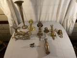 Brass Wall Candle Holders, Silverplated Vase, Brass Deer and Sleigh, Metal Coca Cola Bottle