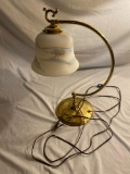 Brass Electric Lamp with Hand Painted Cardinal