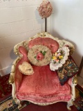Ornate Wood Trim Upholstered Chair