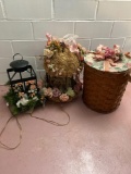 Basket, artificial floral decor