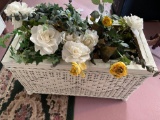 Wicker box w/ artificial flowers