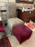Upholstered Chair and Foot Rest