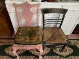 Hitchcock Style Chair, Pink Cushioned Chair