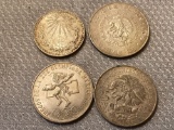 (4) Mexican coins (1940 Peso, 1956 Diez Peso, two 1988 25-Pesos).