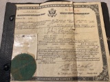 US Certificate of Citizenship, 1929.