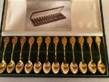 Franklin Mint Twelve Days of Christmas spoons, 24K gold on sterling.