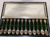 Franklin Mint solid sterling silver Twelve Days of Christmas spoons.