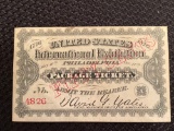 1876 U. S. International Exhibition Philadelphia ticket.