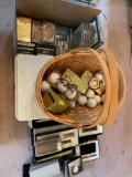 Basket, Golf Balls, Country Music Cassettes and Cd's, Pen Sets