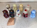 (9) Fenton hand painted bears.