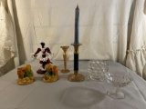 Candle Holders, American Block Glass, Art Glass Woman, Vase