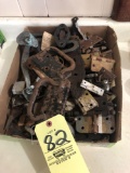 Box full of ant. handles and hinges
