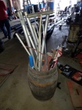 Wood barrel, ball grabber, poles