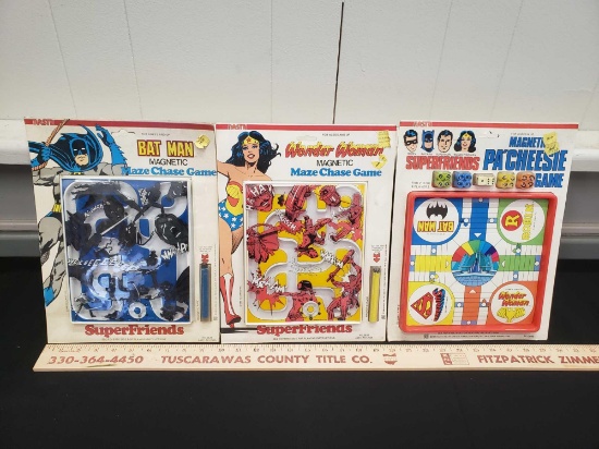 1980's DC super friends Batman, Wonder Woman games mint in package