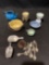 Miniatures, teapot, spoons, graniteware, scoops, pudding bowl