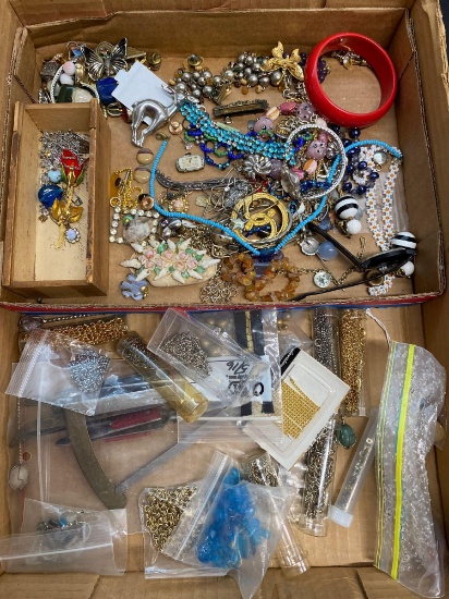 Box of jewelry and jewelry making items