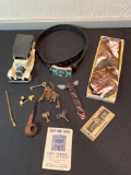 Model car, neck tie, keys and more