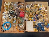 2 boxes of costume jewelry, bracelets, earrings, necklaces