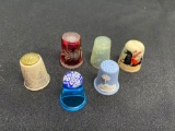 (6) thimbles Bohemian glass, Millefiori, Wedgewood