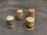 4 sterling silver thimbles