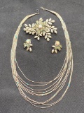 Sterling necklace, brooch with matching earrings
