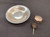 Sterling Silver small plate, funnel, pill box