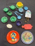 Miniatures, child's tea set, German porcelain clock, and more