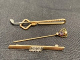 Ladies stick pin, golf club tie bar, lapel pin