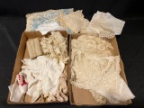2 boxes of doilies, ladies gloves
