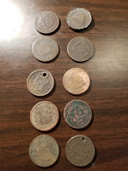Large cents, some drilled. Bid x 10