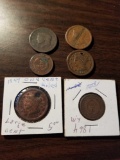Group of large cents and 2 cent pcs.