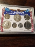 6 decades of American silver coinage set with 3 silver halves