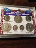 6 decades of American silver coins set