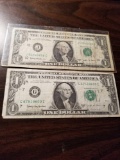 $1 notes, both 1963B. Bid x 2