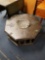Octagon coffee table with metal insert and decor art