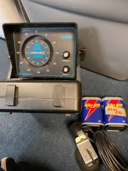 Lowrance 2160 fishing items with batteries, and 2 nets