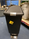 Simple human black trash can with foot pedal