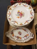 Dresden Flowers 8 dinner plates, oval dish