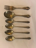 6 sterling child's size spoons, fork