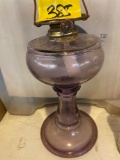 Oil lamp base purple glass