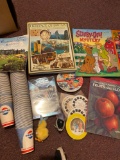 Box of Miscellaneous toys, books, cups, DVD