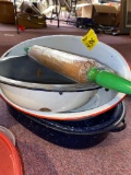 Enamel ware pans and rolling pin