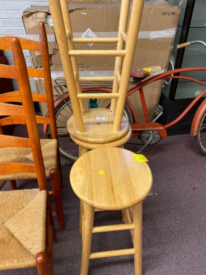3 wooden stools