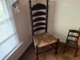 High-back dining chair w/ wicker bottom & upholstered kid's Dining Chair