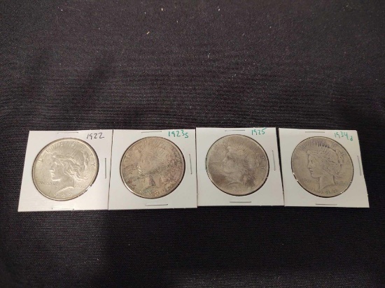 Peace Dollars 1922, '23s, '25, '34d