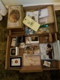 2 boxes of costume jewelry, jewelry box